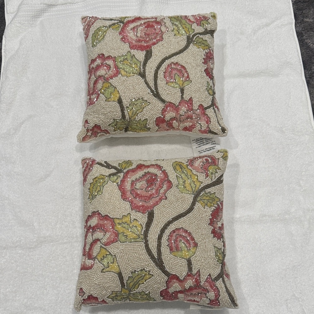 Floral Embroidered Throw Pillows